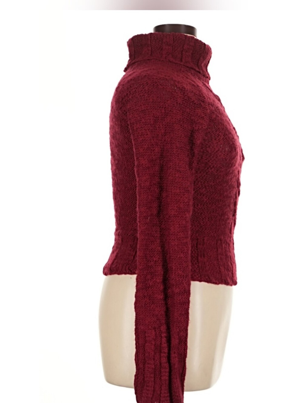 GUESS Jeans Vintage Burgundy Red Cable Knit Turtleneck Sweater XL - Picture 5 of 9